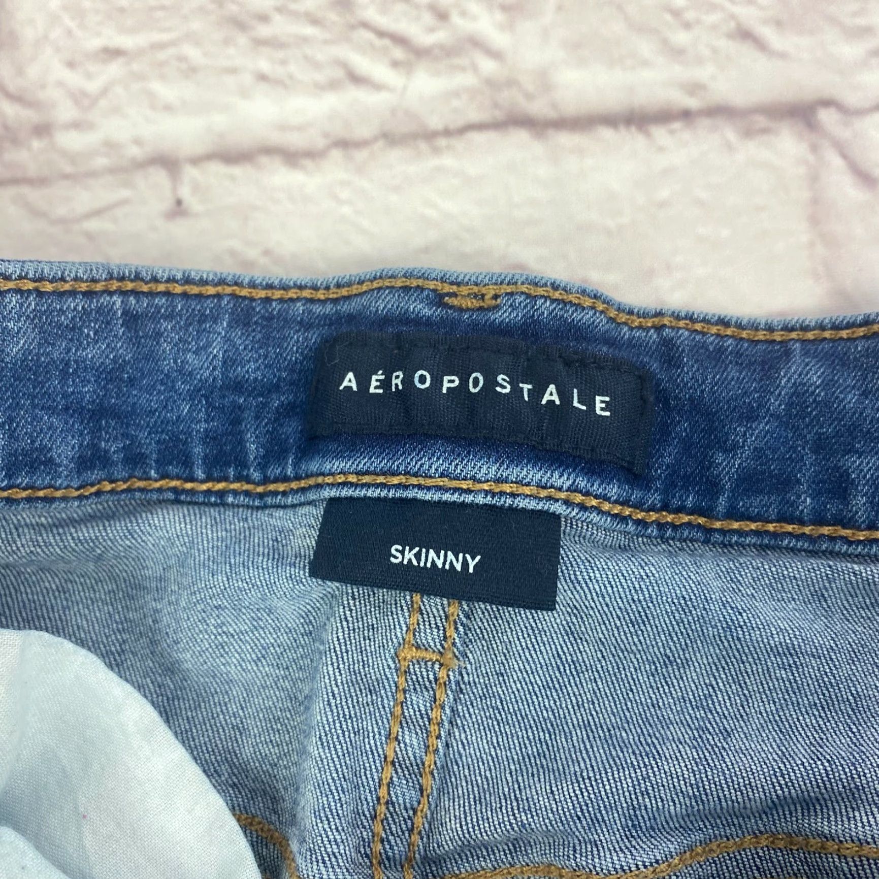 Vintage Aéropostale Men Skinny Jeans 34 Blue Distressed Stretch Medium Wash Jeans Size US 34 / EU 50 - 4 Thumbnail