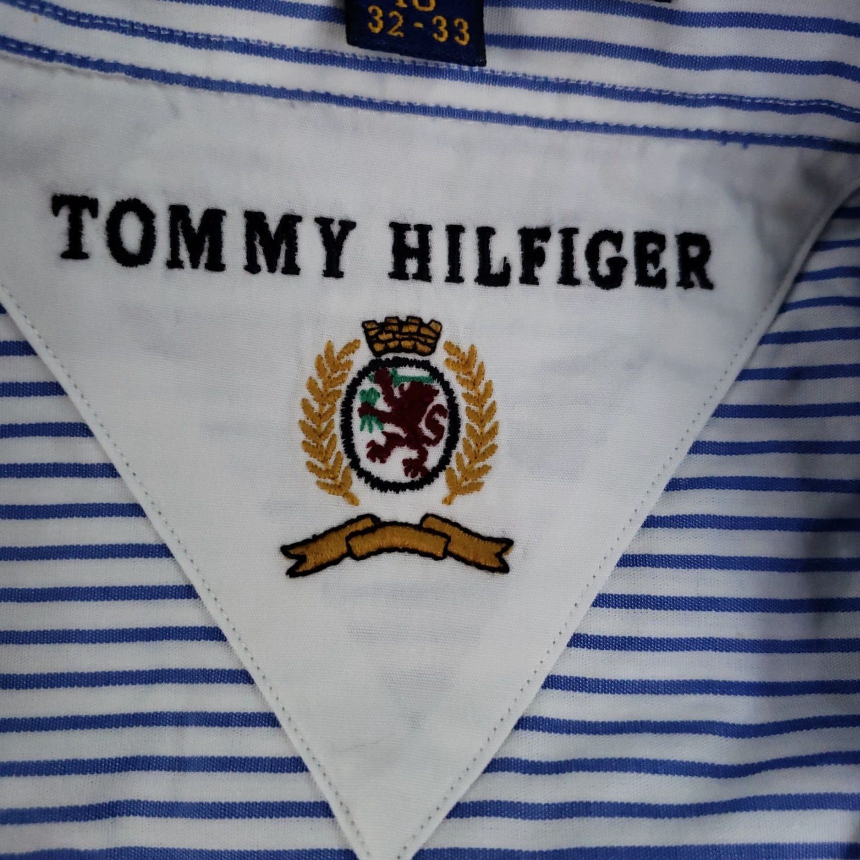 Tommy Hilfiger Tommy Hilfiger Shirt Mens 16 Blue White Striped Button Up French Cuff Dress Y2K Size 42R - 6 Thumbnail