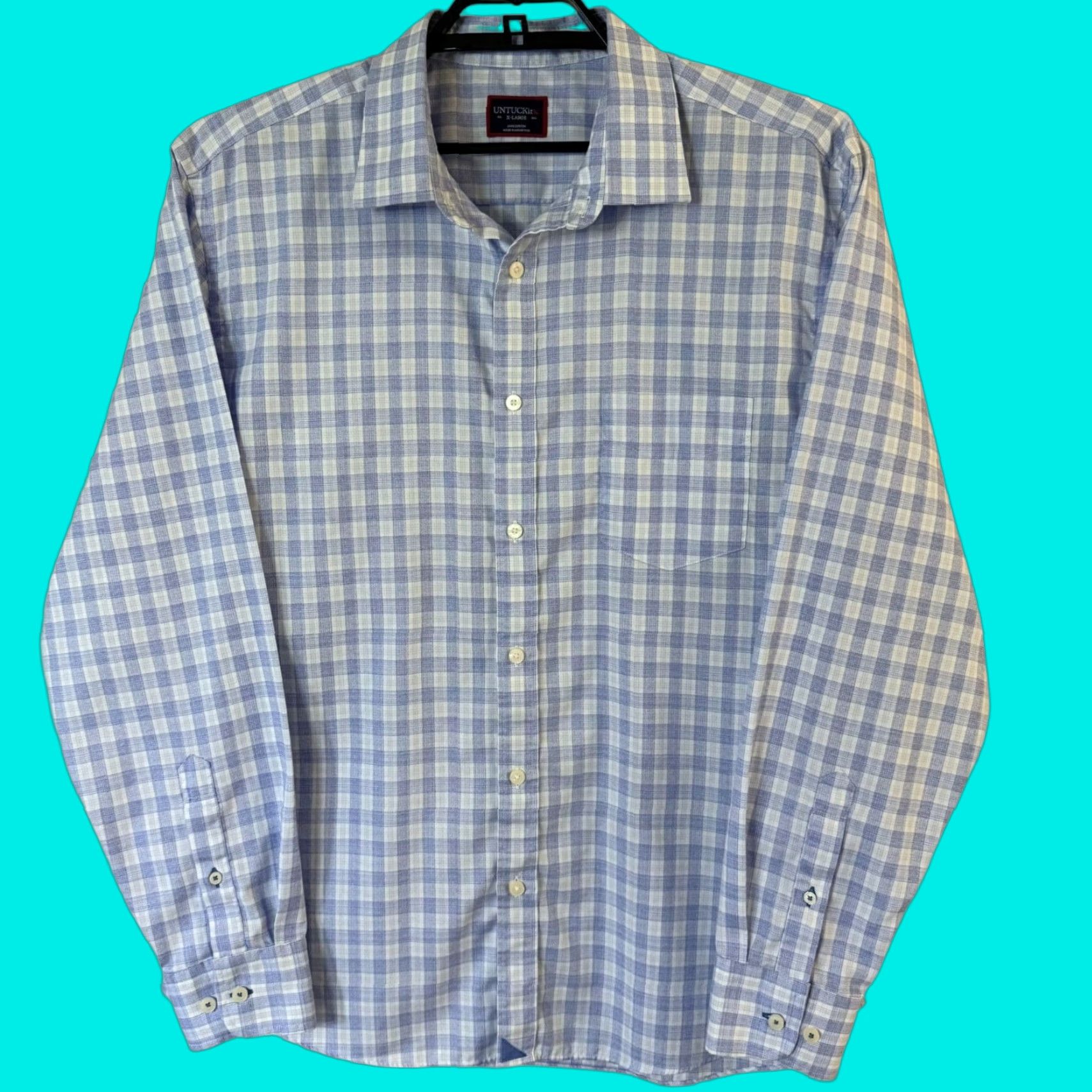 UNTUCKit UNTUCKit Riverland Plaid Shirt Blue Men's XL Button-Up Long-Sleeve 100% Cotton Shirt Button-Up Mens XL Plaid City Classic Preppy All Seasons Pockets Size US XL / EU 56 / 4 - 1 Thumbnail