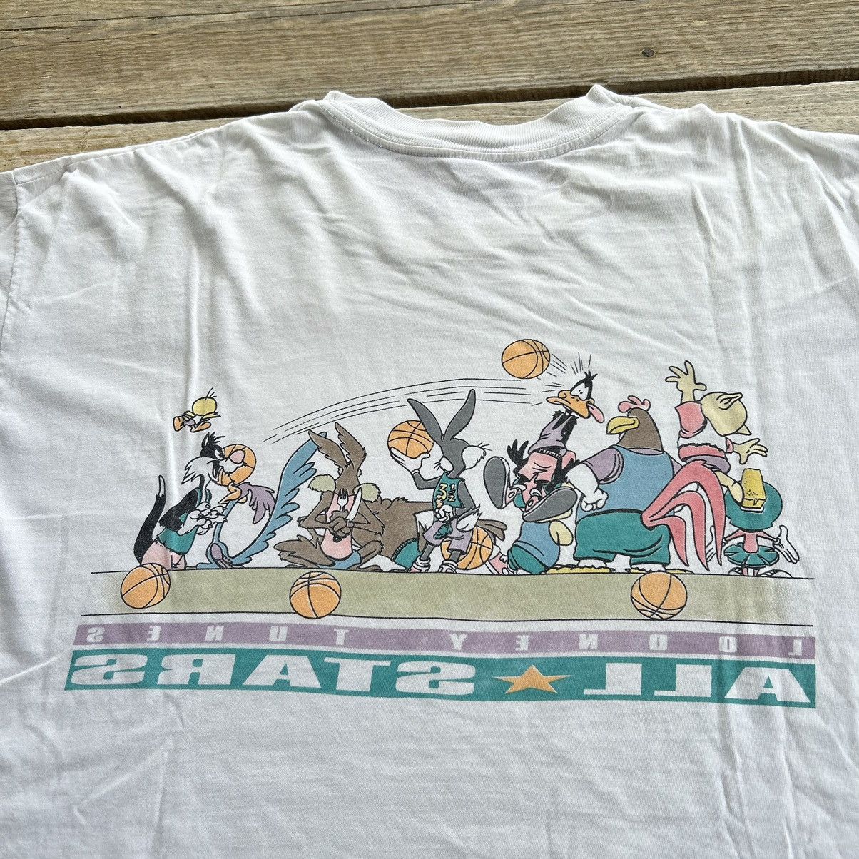 NBA Vintage 1992 Looney Tunes All Stars Basketball Taz T Shirt Size US XL / EU 56 / 4 - 4 Thumbnail