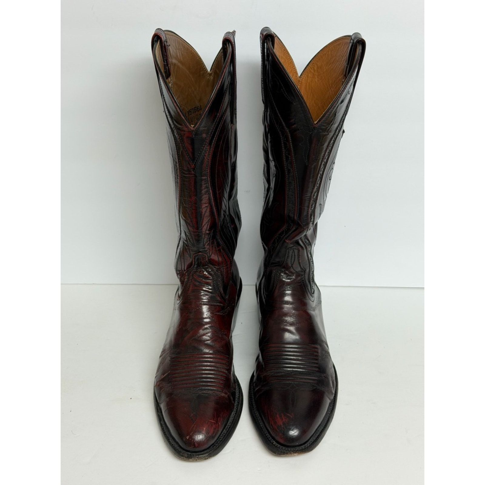 Lucchese VTG Lucchese Cowboy Boots Black Cherry Leather Western READ Size US 8 / EU 41 - 4 Thumbnail