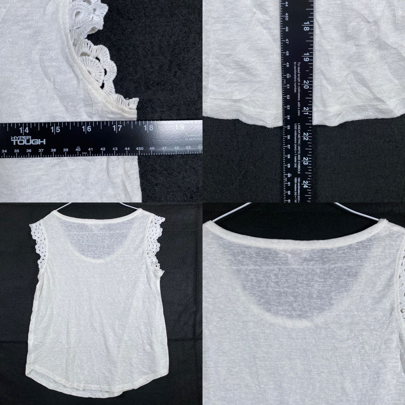 Lauren Conrad LC Lauren Conrad Womens Shirt White Semi Sheer Lace Short Sleeve Stretch M Size M / US 6-8 / IT 42-44 - 8 Thumbnail