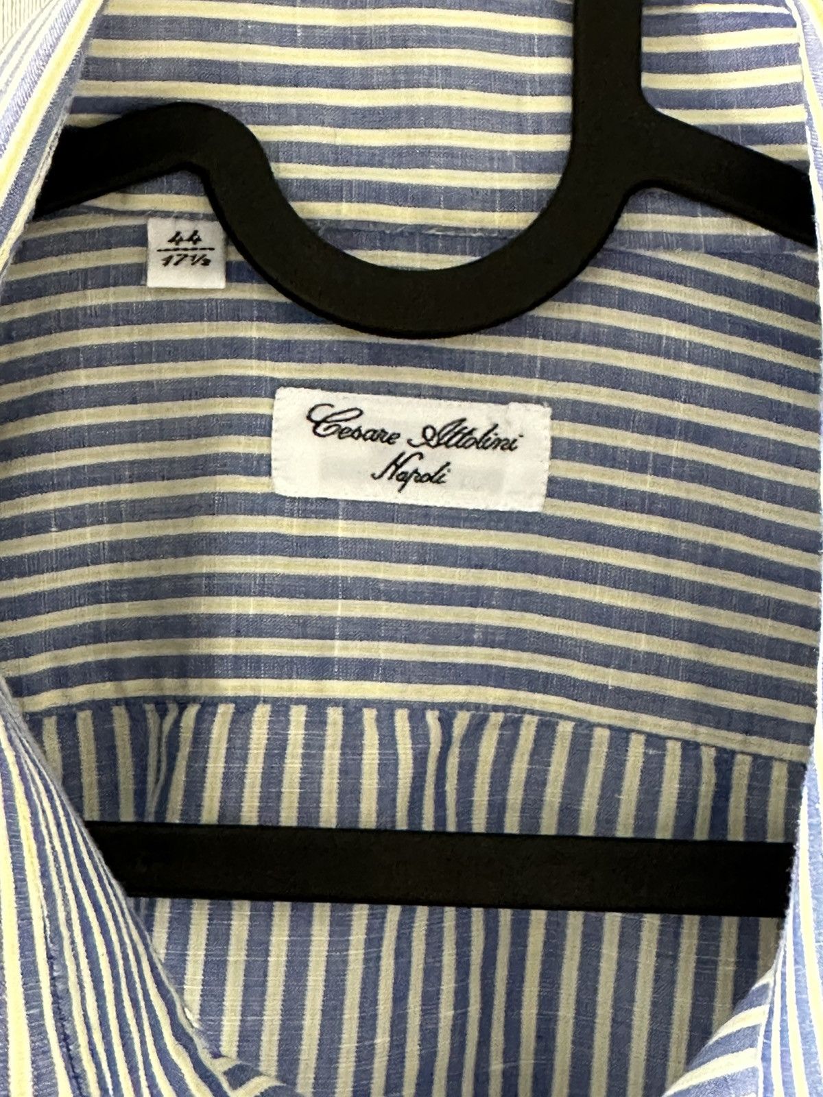 Cesare Attolini Blue and yellow striped shirt Size US XL / EU 56 / 4 - 2 Thumbnail