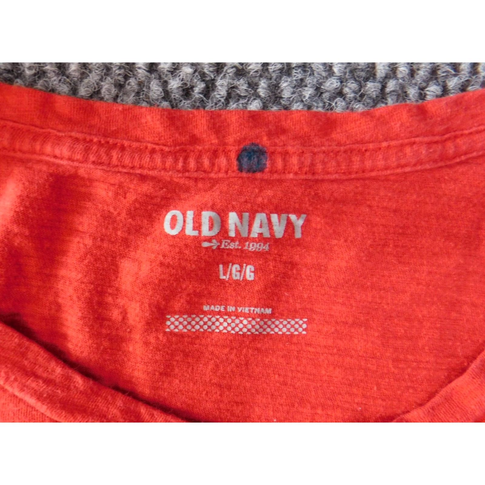 Old Navy Old Navy Blouse Womens L Red Crew Neck Short Sleeve Pullover Casual Cotton Stretch - Basic, Regular, Button, American, Vintage No Size L / US 10 / IT 46 - 4 Thumbnail