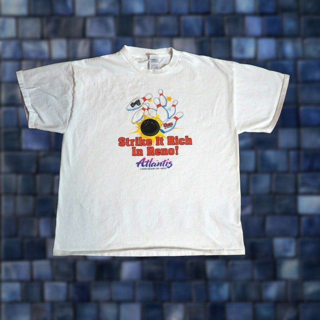 Delta Delta White Graphic T-Shirt XL Men VTG 90s Y2k Atlantis Reno Coors Gambling Short Sleeve Cotton EUC Size US XL / EU 56 / 4 - 1 Thumbnail
