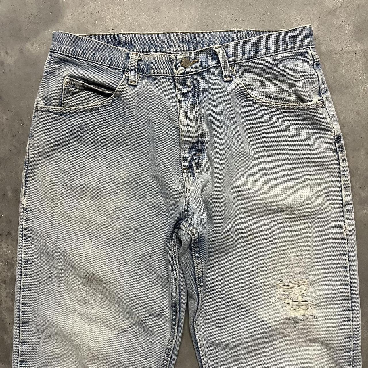 Japanese Brand Crazy Vintage Y2K/2000s Grunge Distressed Light Wash Denim Size US 34 / EU 50 - 5 Thumbnail