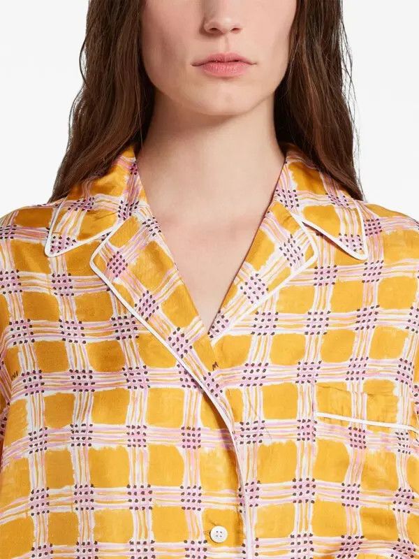 Marni o1w1db10824 Check Fields Silk Shirt in Multicolor Size XXL / US 16-18 / IT 52-54 - 4 Thumbnail