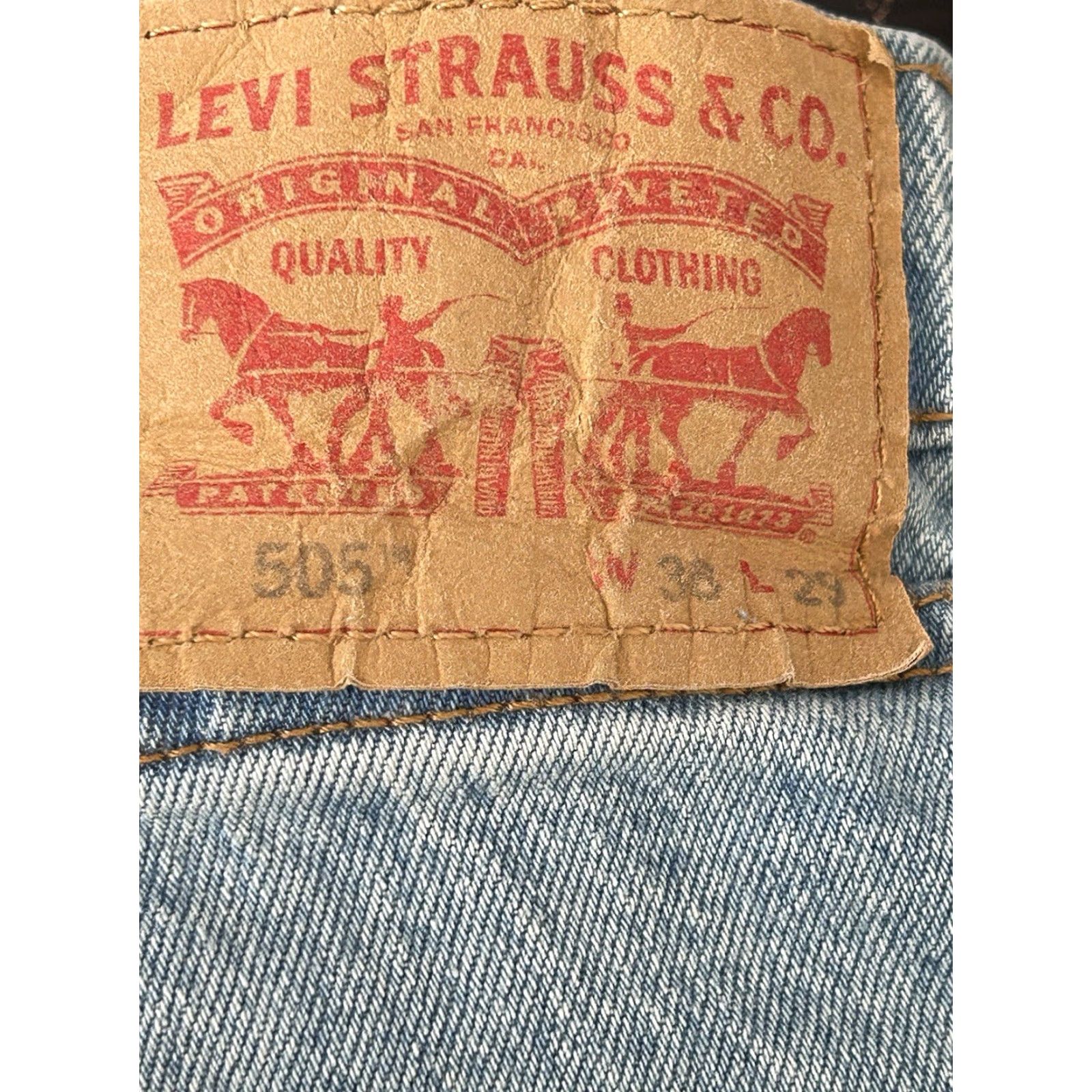 Levi's Levi's 505 Regular Fit Jeans Men Blue 38x29 Denim Cotton Zip 5-Pocket Straight Mid Rise Vintage? No Size US 38 / EU 54 - 5 Thumbnail