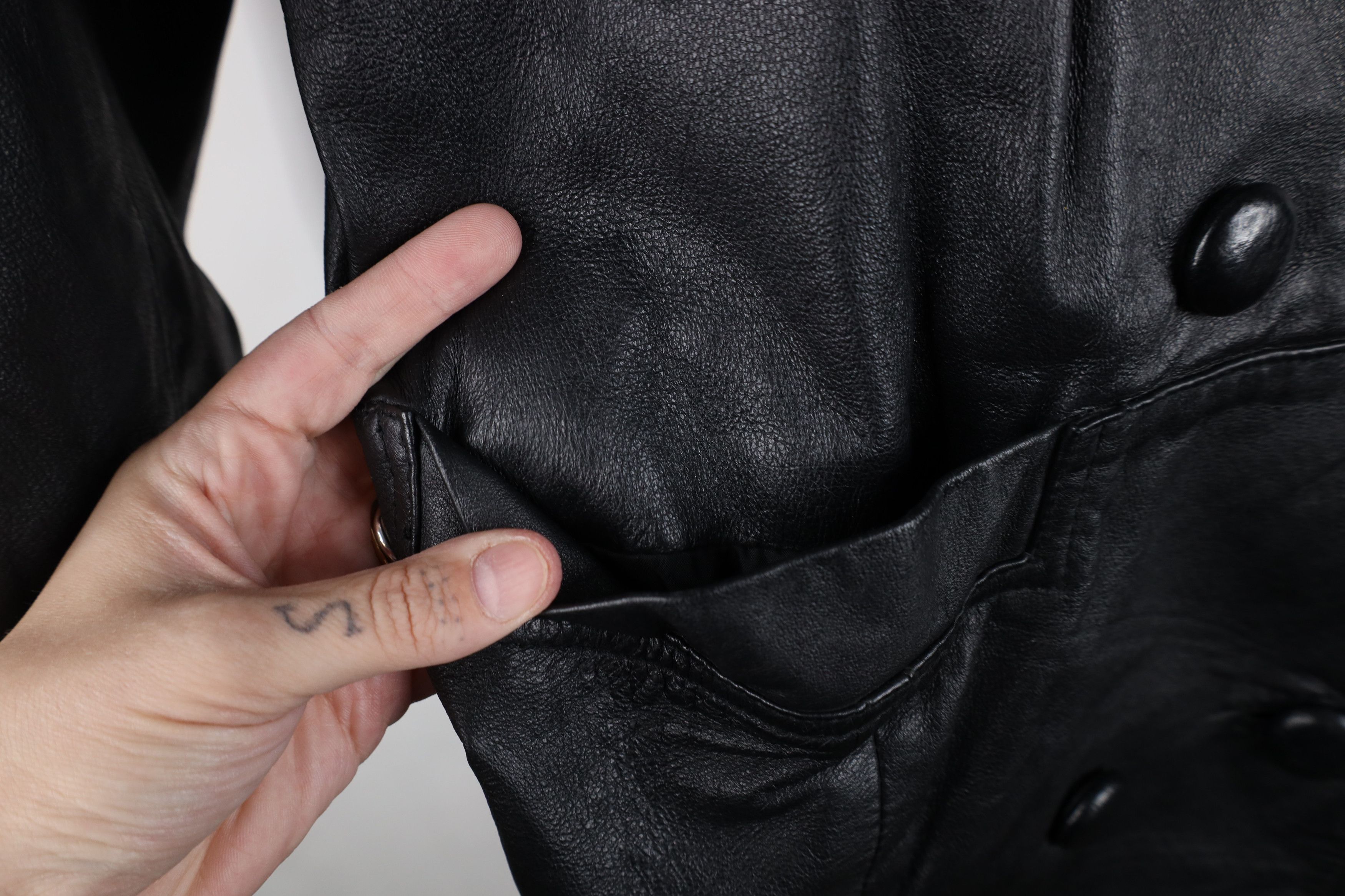 Vintage Vintage 90s Streetwear Leather Trench Coat Jacket Black Size M / US 6-8 / IT 42-44 - 6 Thumbnail