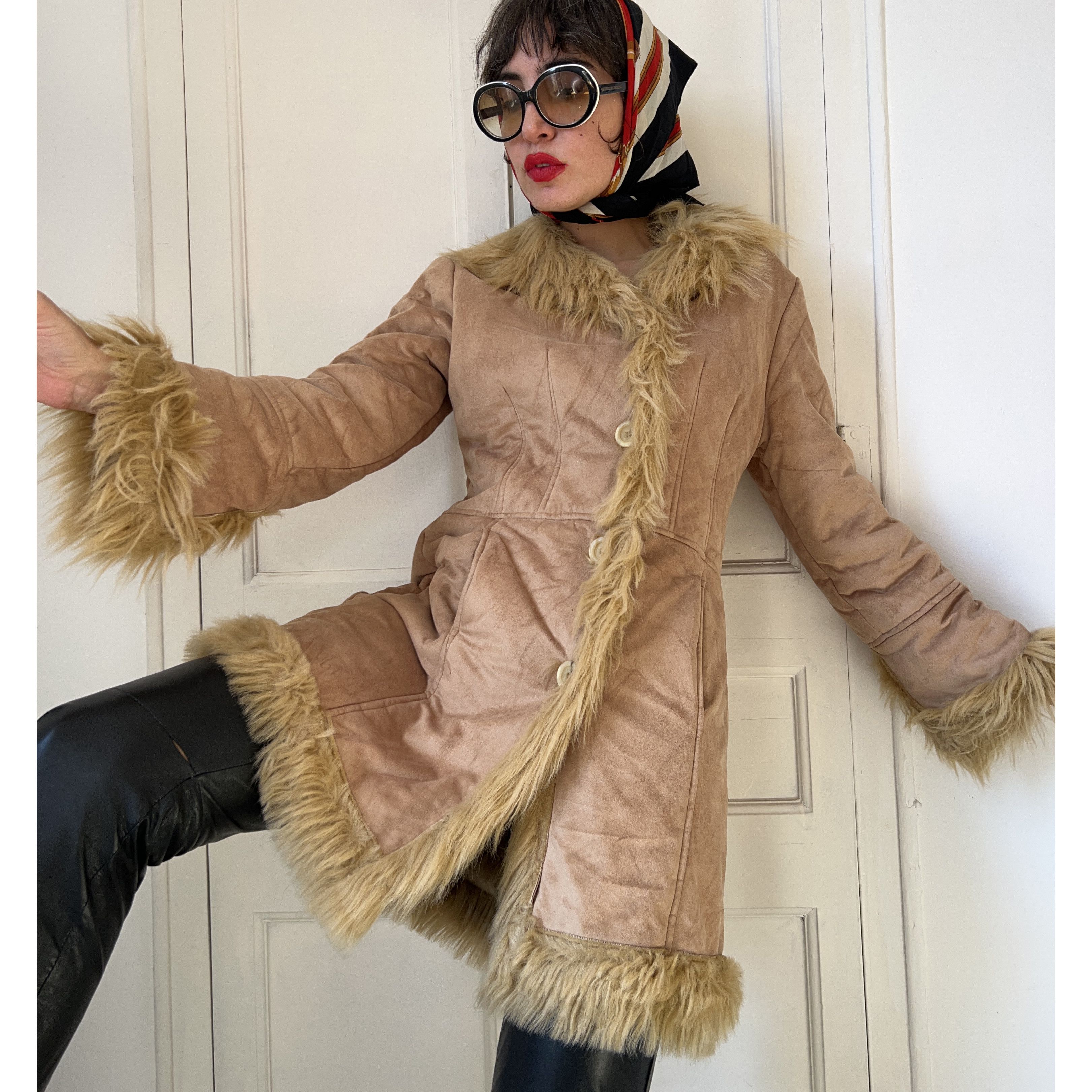 Vintage Vintage 70s Faux Suede Penny Lane Coat Size M / US 6-8 / IT 42-44 - 4 Thumbnail