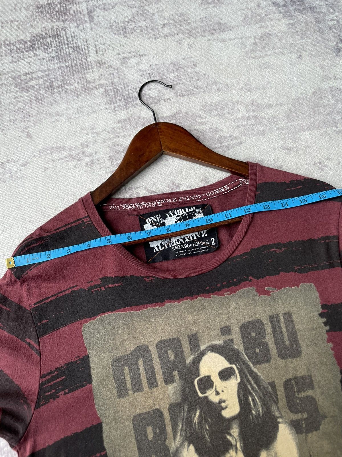 If Six Was Nine × Japanese Brand × Le Grande Bleu (L.G.B.) 291295 Homme Striped Kurt Cobain Cropped Tshirt Size US M / EU 48-50 / 2 - 8 Thumbnail