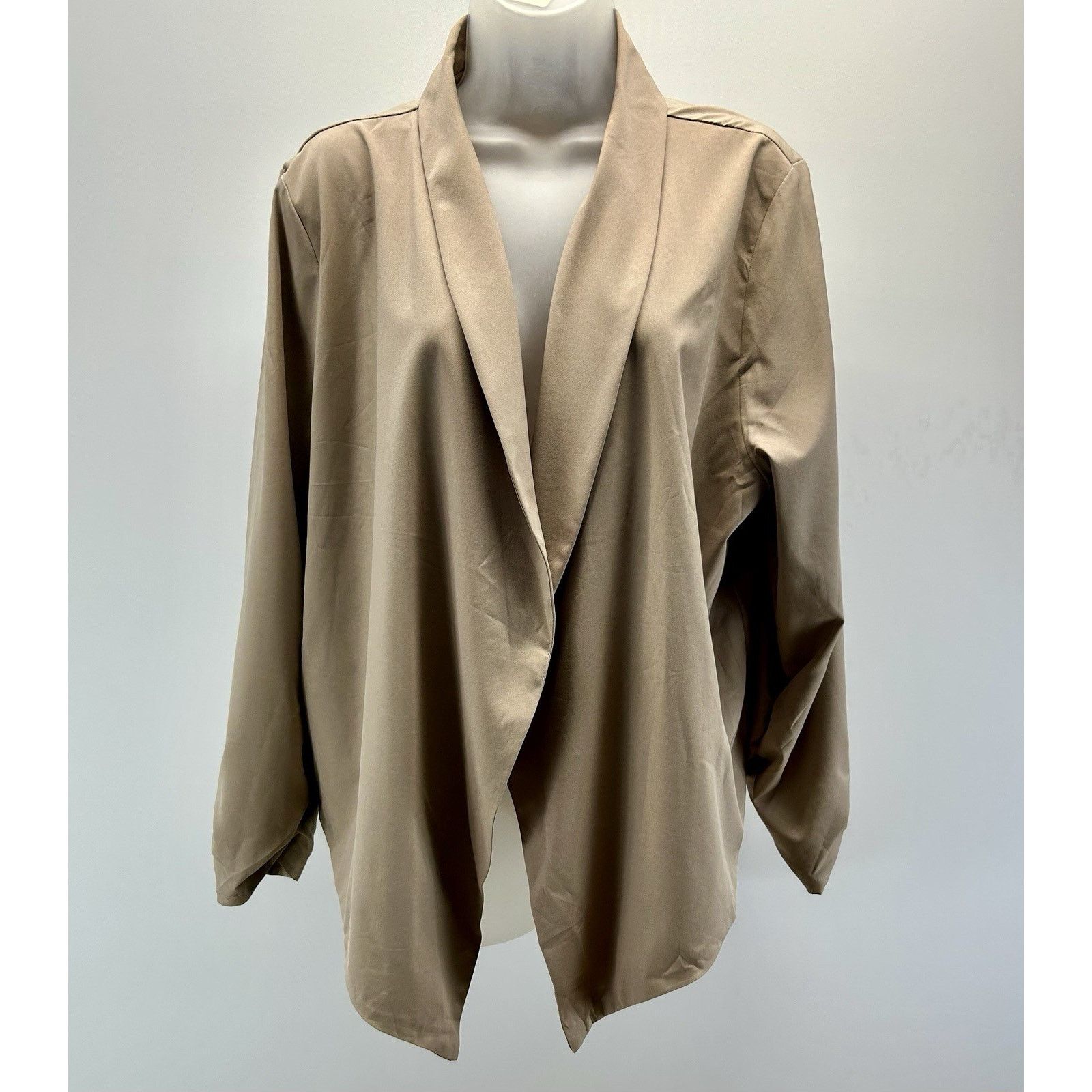 Other Zenobia Tan Blazer Jacket Womens Size2XL Open Front Ruched Size XXL / US 16-18 / IT 52-54 - 1 Thumbnail