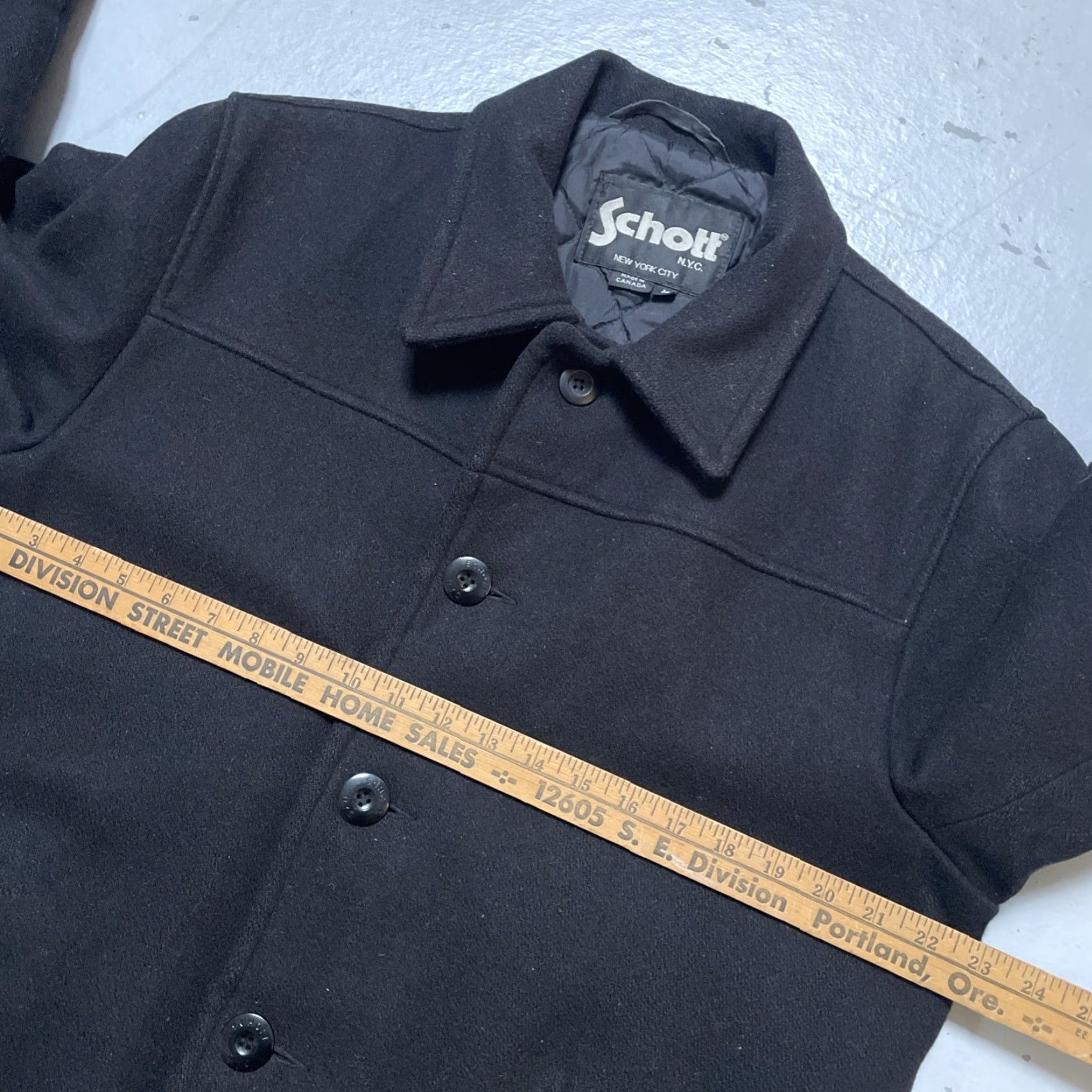 Schott Schott Wool Car Club Long Coat Workwear Quilted Vintage Lined Made Canada M Black Unisex Adults Regular Size M Jacket/Coat Long Women/Mens? Size US M / EU 48-50 / 2 - 5 Thumbnail