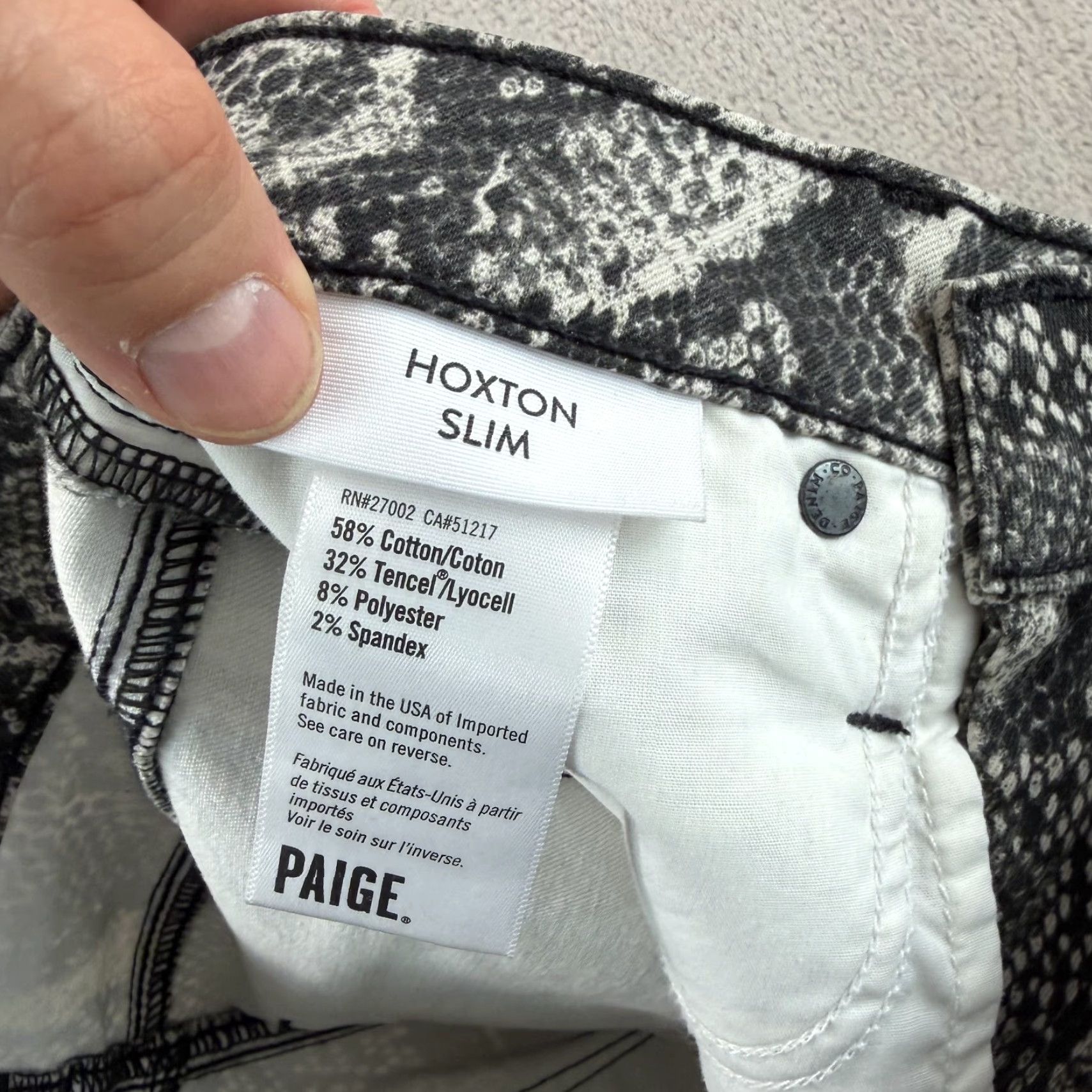 Paige PAIGE Hoxton Slim Roccia Snake Print Raw Hem Jeans Women 25 Designer USA Made Size 42" / US 20 - 3 Thumbnail