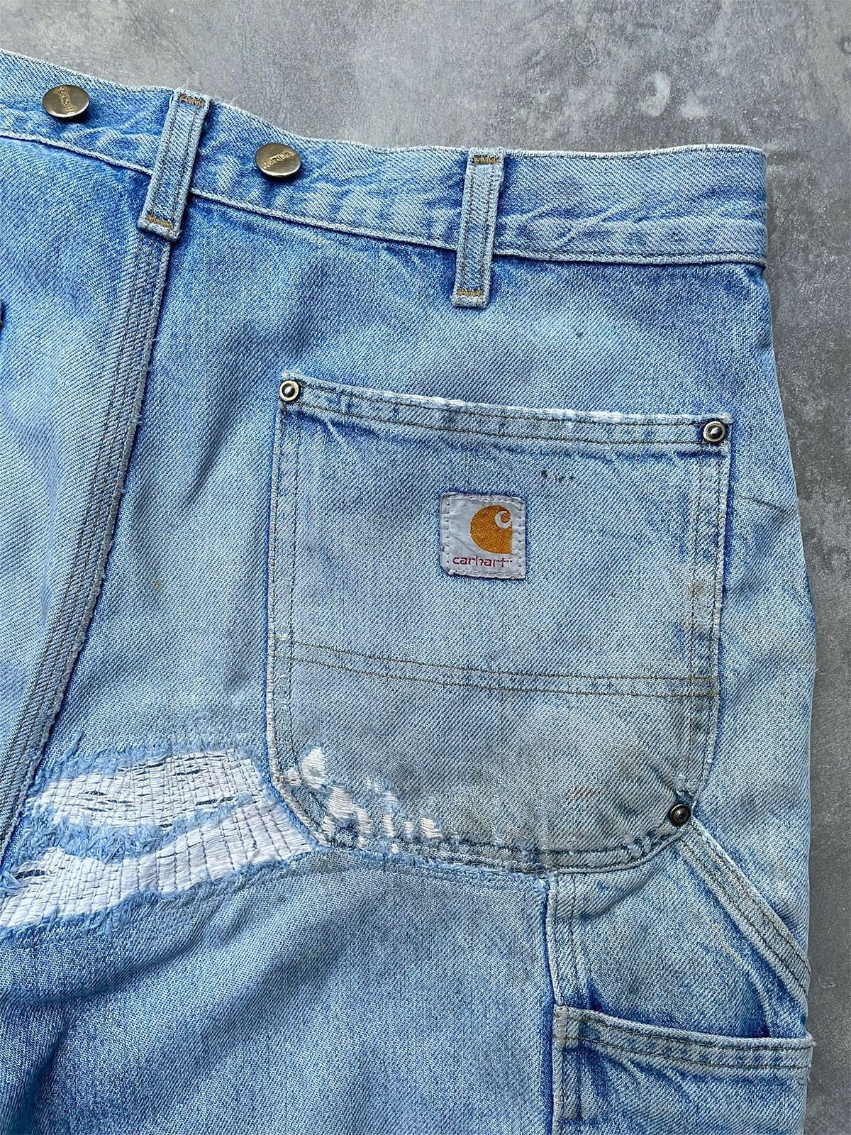 Carhartt Faded Distressed Denim Carhartt Doublekne Pant B07-DNM Size US 34 / EU 50 - 8 Thumbnail
