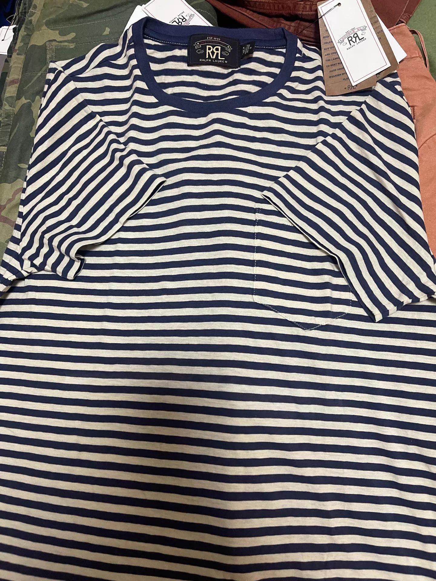 RRL Ralph Lauren RRL Double RL Striped Indigo Tee M Size US M / EU 48-50 / 2 - 3 Thumbnail