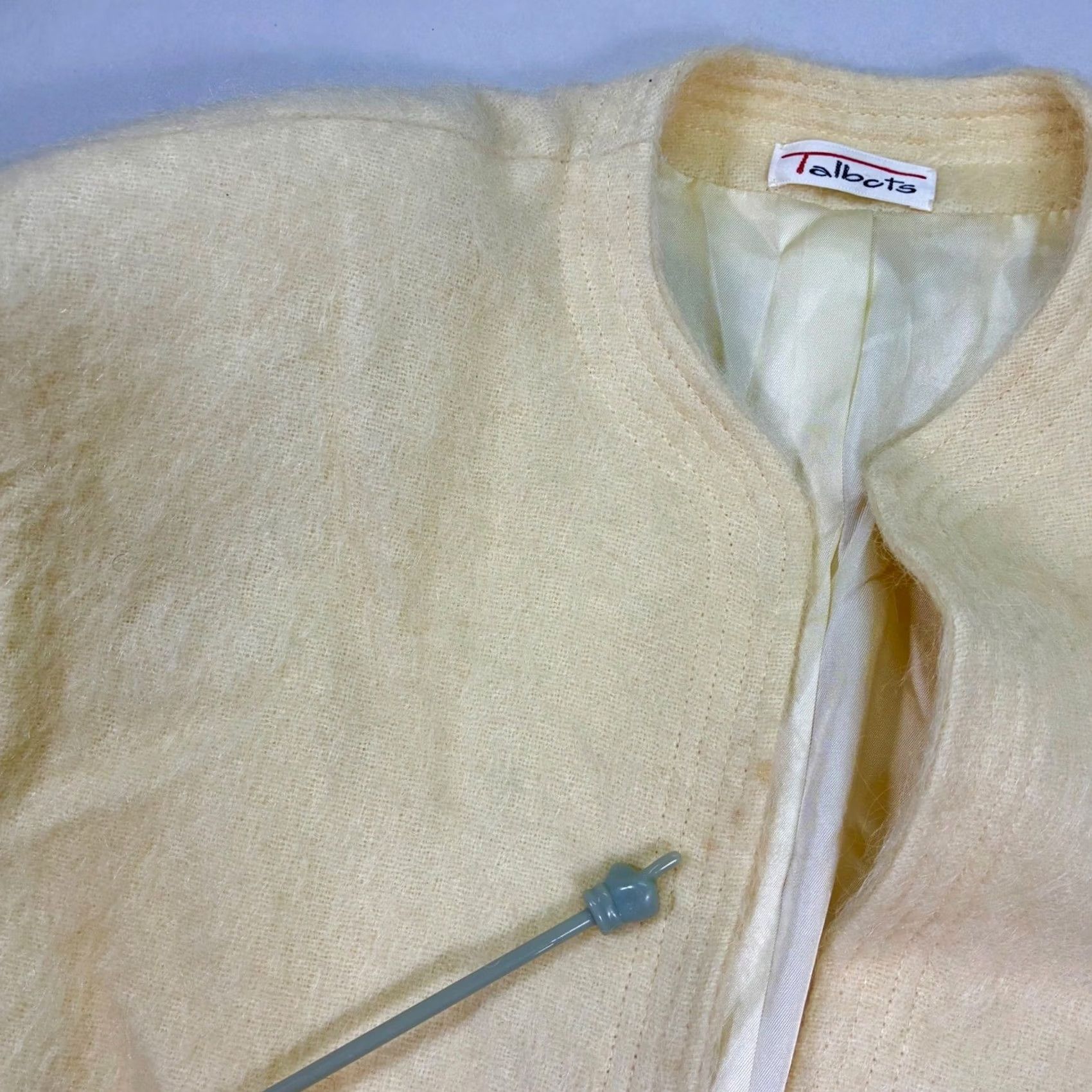 Talbots VINTAGE Talbots Coat Overcoat Women's Wool Cream Long Open Front 80s XL Jacket Style Pocket Padded Shoulders Size XL / US 12-14 / IT 48-50 - 3 Thumbnail