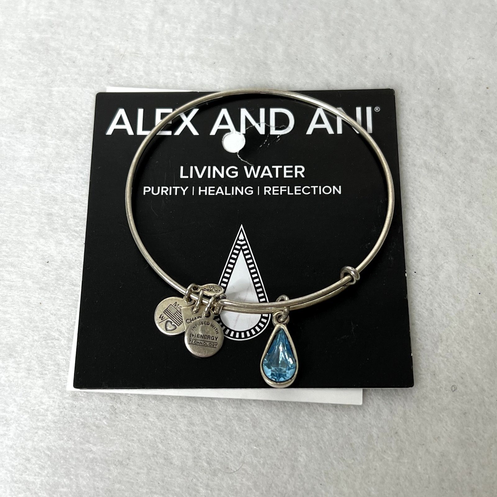 Other Alex and Ani Living Water Blue Stone Bangle Charm Bracelet Size ONE SIZE - 1 Thumbnail