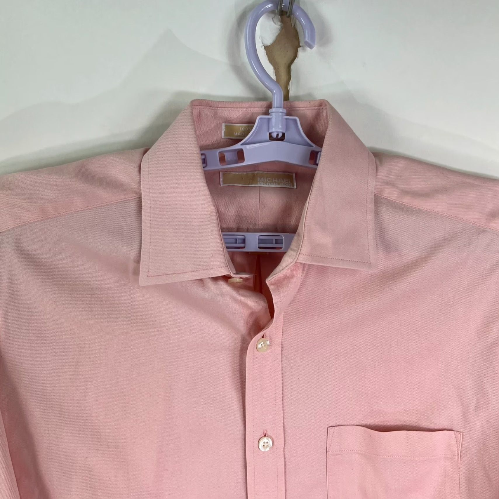 Michael Kors Michael Kors Dress Shirt Men 15.5 32/33 Pink Cotton Long Sleeve Button-Up Shirt Mens Size 40R - 2 Thumbnail