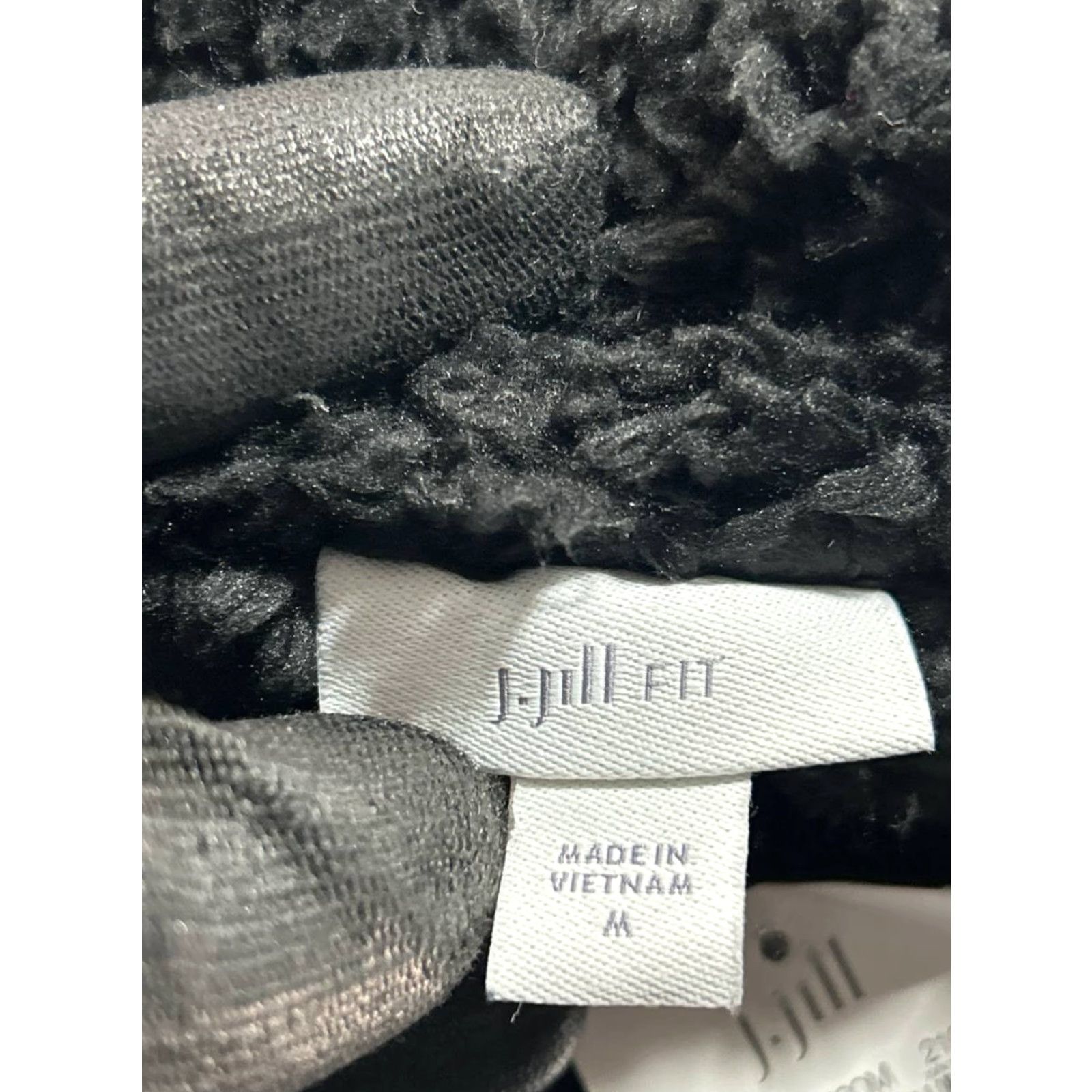 J. Jill J Jill Fit Vest Womens Medium Black Faux Fur Sherpa Lined Nylon Stretch Full Zip Vest Jacket Womens M Black Lined Lightweight Nylon Full Zip Size M / US 6-8 / IT 42-44 - 4 Thumbnail