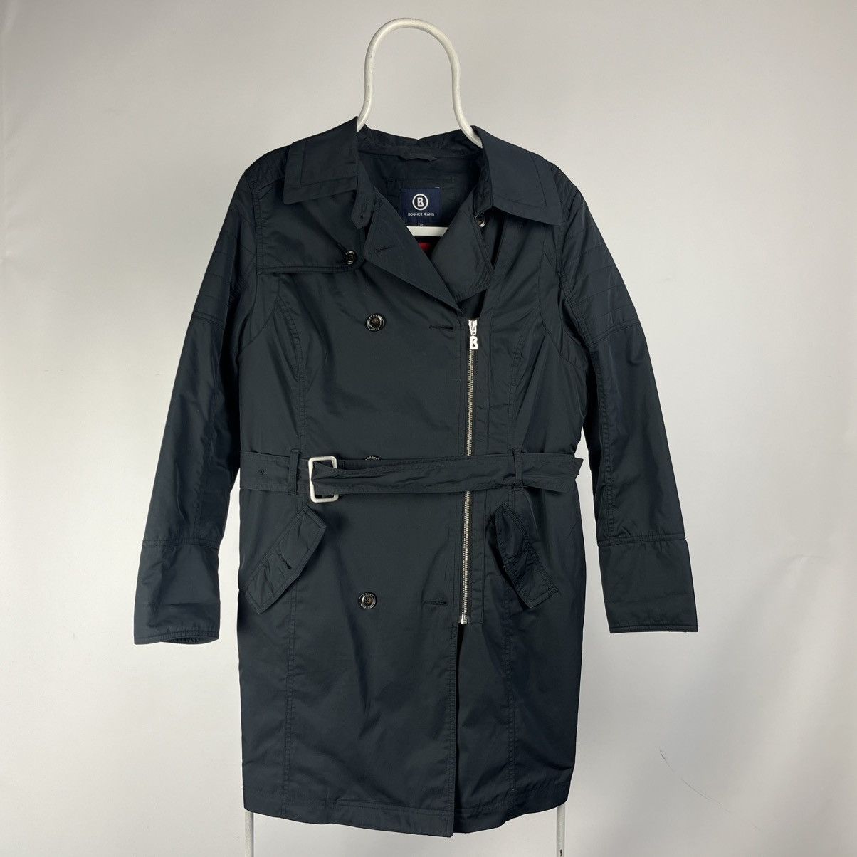 Bogner BOGNER Women's Navy Blue Trench Coat with Belt Size 40 Size S / US 4 / IT 40 - 1 Thumbnail