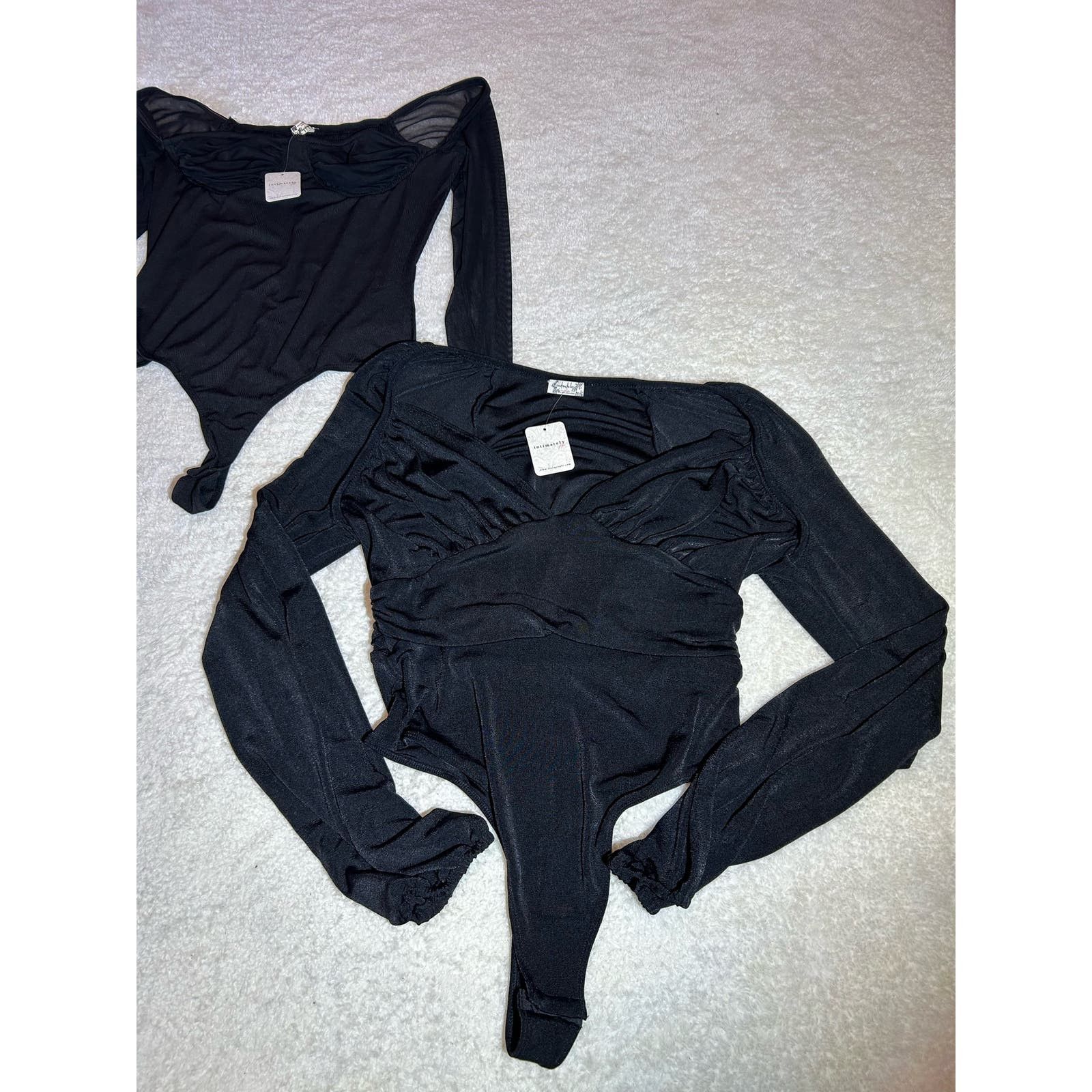 image of NWT $150 Free People Black Bodysuit Bundle Size Xl, Women's