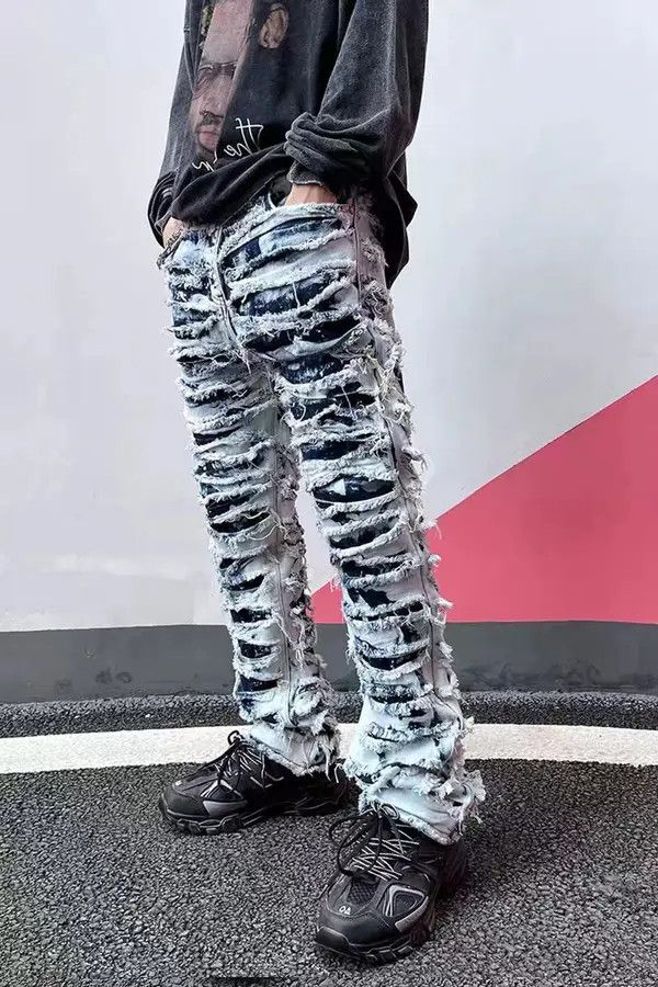 VIBE Retro distressed washed ripped stretch jeans Size US 32 / EU 48 - 1 Thumbnail