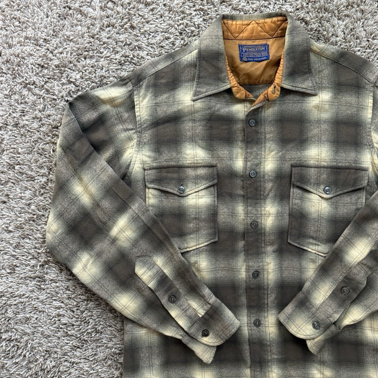 Pendleton × Vintage Vintage Pendleton Shadow Plaid Green Brown Wool Button Shirt Size US M / EU 48-50 / 2 - 10 Thumbnail