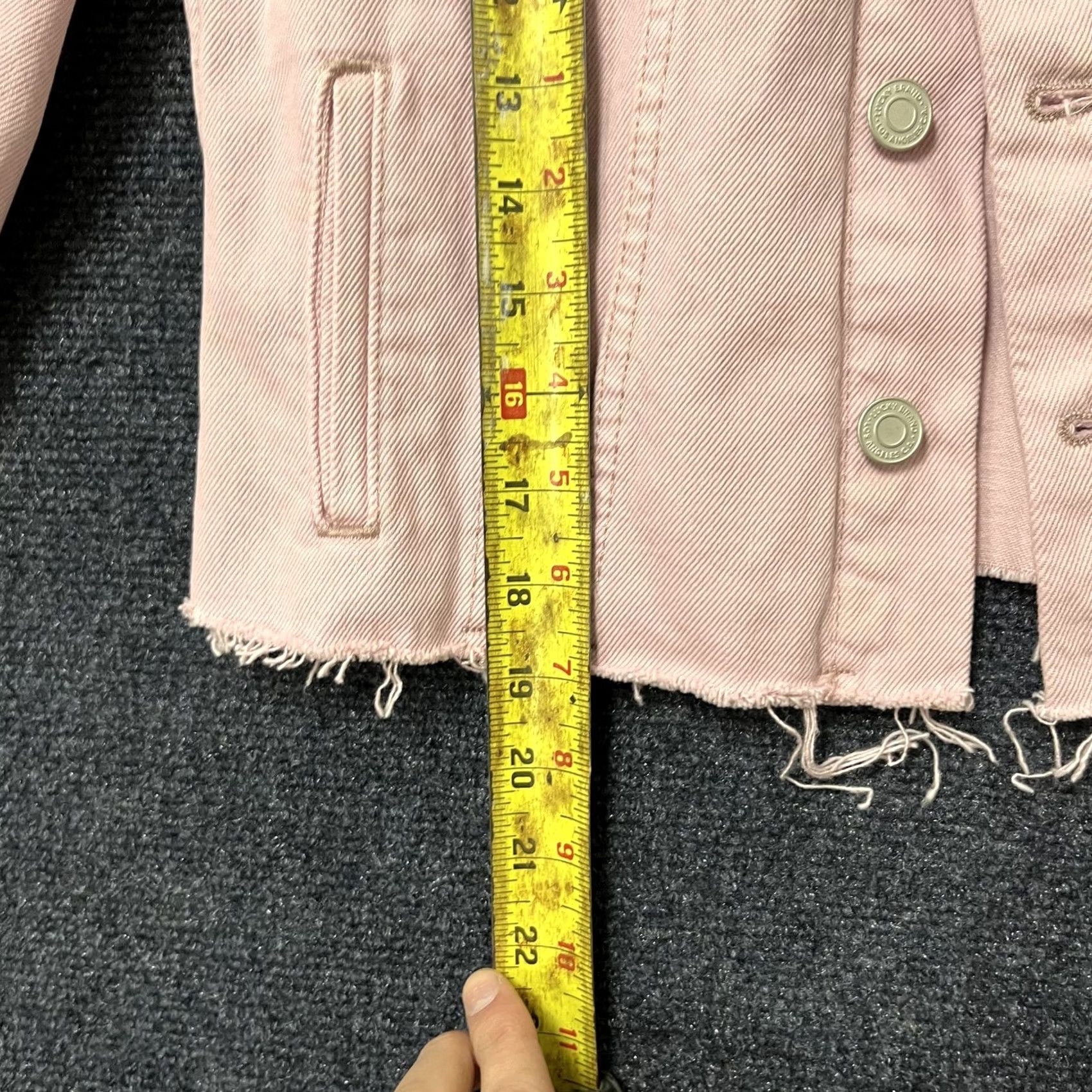 Lucky Brand Lucky Brand Denim Jacket Womens XS Pink Cropped Raw Hem Jean Trucker Casual Size 26" / US 2 / IT 38 - 3 Thumbnail