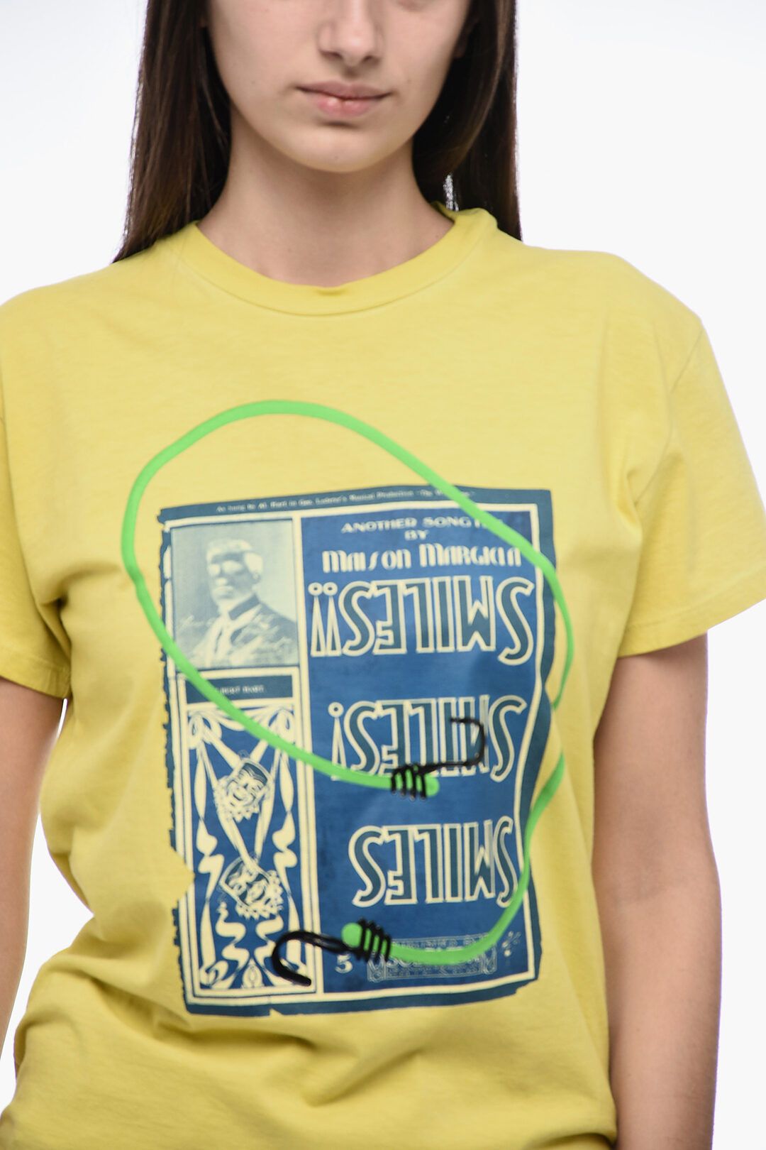 Maison Margiela og1mm1224 Crewneck Cotton T-Shirt in Yellow Size XS / US 0-2 / IT 36-38 - 3 Thumbnail