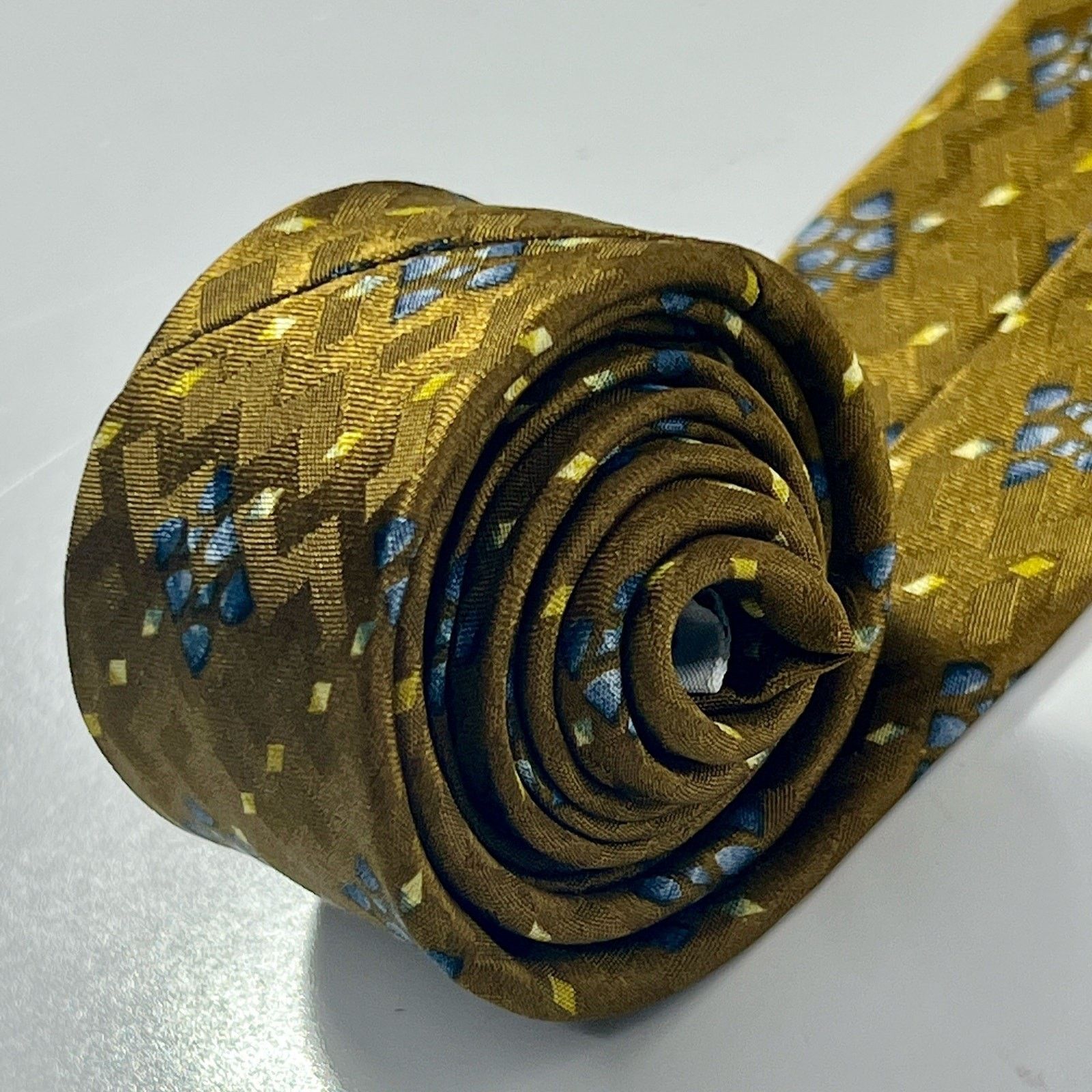 Calvin Klein Calvin Klein Collection Men Tie Gold 100% Silk Woven Necktie Size ONE SIZE - 8 Thumbnail