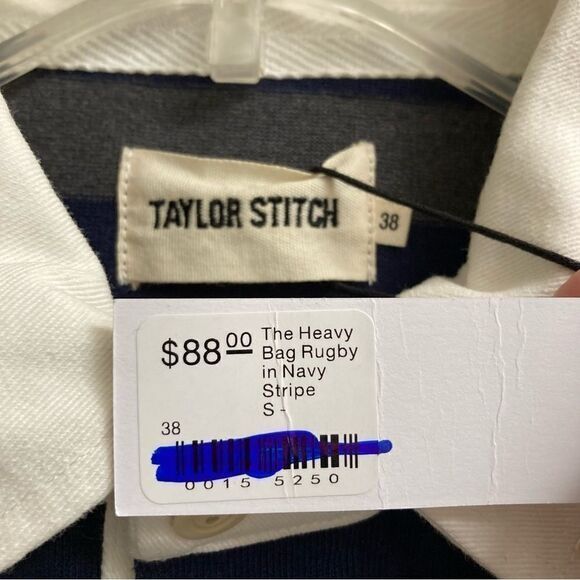 Taylor Stitch Taylor Stitch The Heavy Bag Rugby Shirt in navy blue stripe Size US XS / EU 42 / 0 - 9 Thumbnail