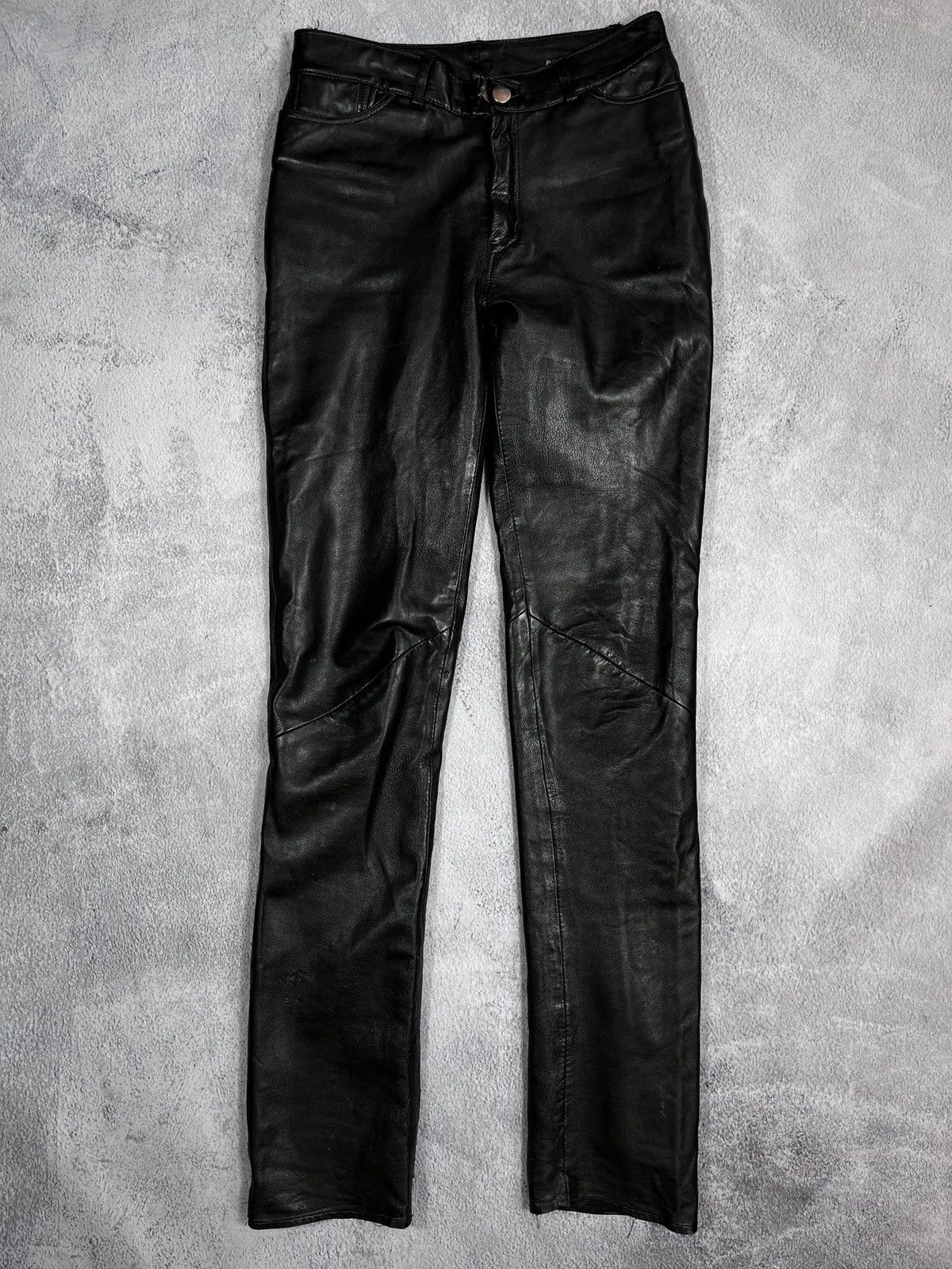 Leather × Vintage Vintage Y2K Leather pants biker opuim kadoya style size 4 Size 27" / US 4 / IT 40 - 1 Thumbnail