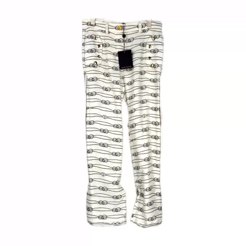 Louis Vuitton Louis Vuitton White Nautical Series Mulberry Silk Pants 250 Size US 36 / EU 52 - 1 Thumbnail