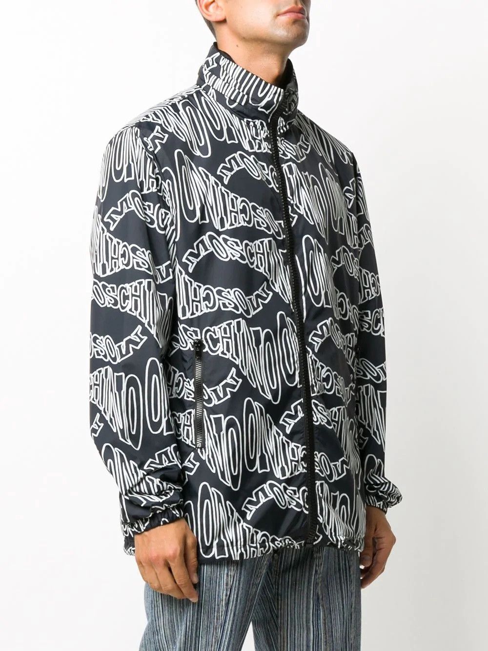 Moschino o1y0225 Logo Turtleneck Jacket in White/Black Size US M / EU 48-50 / 2 - 2 Thumbnail