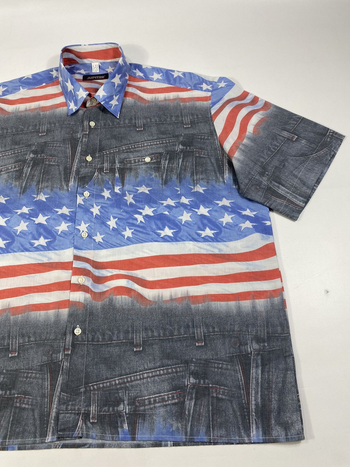Vintage 🔥LASTDROP🔥 90s American Jeans Flag USA All Over Crazy Shirt Size US XXL / EU 58 / 5 - 3 Thumbnail