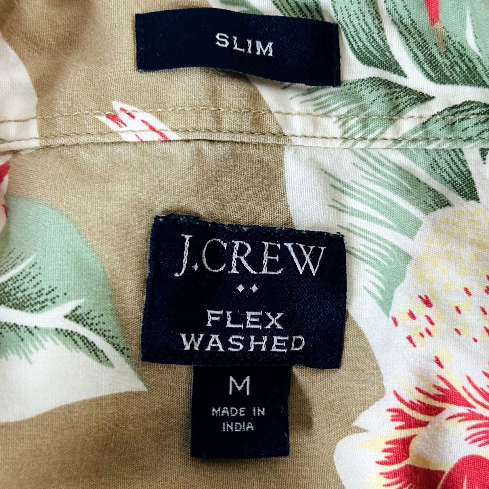 J.Crew J.CREW Shirt Slim Fit Washed Hawaiian Aloha Floral Button-Up Short Sleeve Beige Green Red M Mens Size US M / EU 48-50 / 2 - 3 Thumbnail