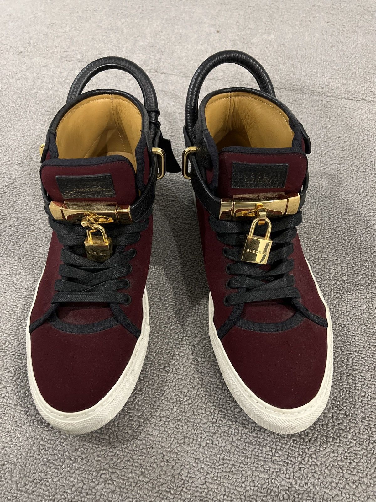 Buscemi 100mm red velvet leather sneaker