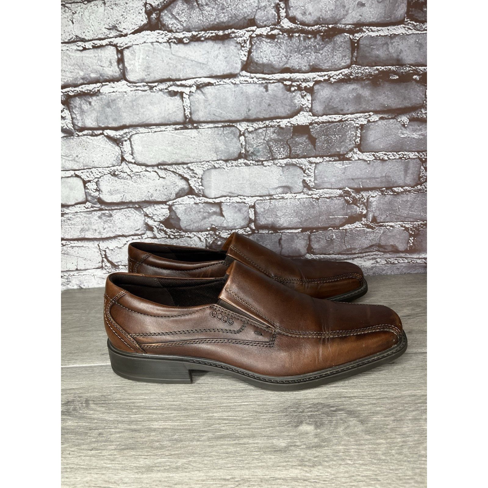 Ecco ECCO Brown Leather Slip On Casual Loafers Comfort Shoes Men Size US 14 / EU 47 - 3 Thumbnail