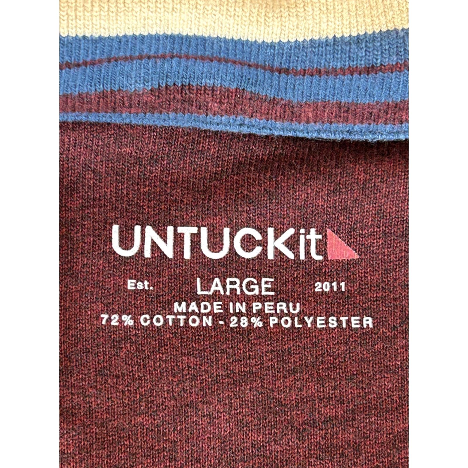 UNTUCKit UNTUCKit Sweater Mens Large Burgundy 1/4 Zip Pullover Knit Mock Neck Casual Pullover Knit Solid 72% cotton 28% polyester Adult Mens Size US L / EU 52-54 / 3 - 6 Thumbnail
