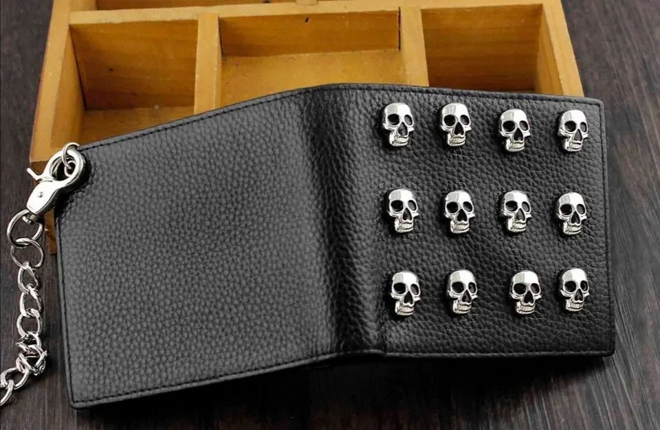 Japanese Brand Skull studded wallet with chain Size ONE SIZE - 2 Thumbnail