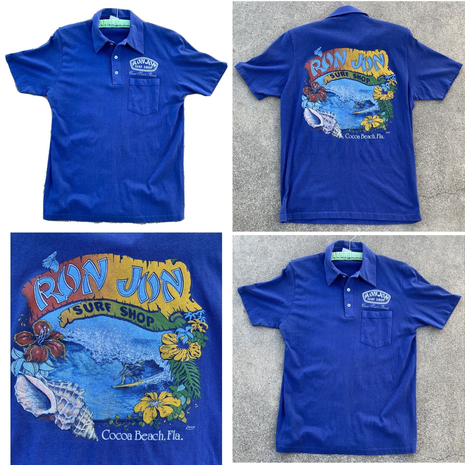 Vintage VINTAGE Ron Jon Surf Shop Cocoa Beach Florida graphic tee polo shirt M Blue Beach Flower Graphic Print T-Shirt Men Mens Size US M / EU 48-50 / 2 - 9 Thumbnail