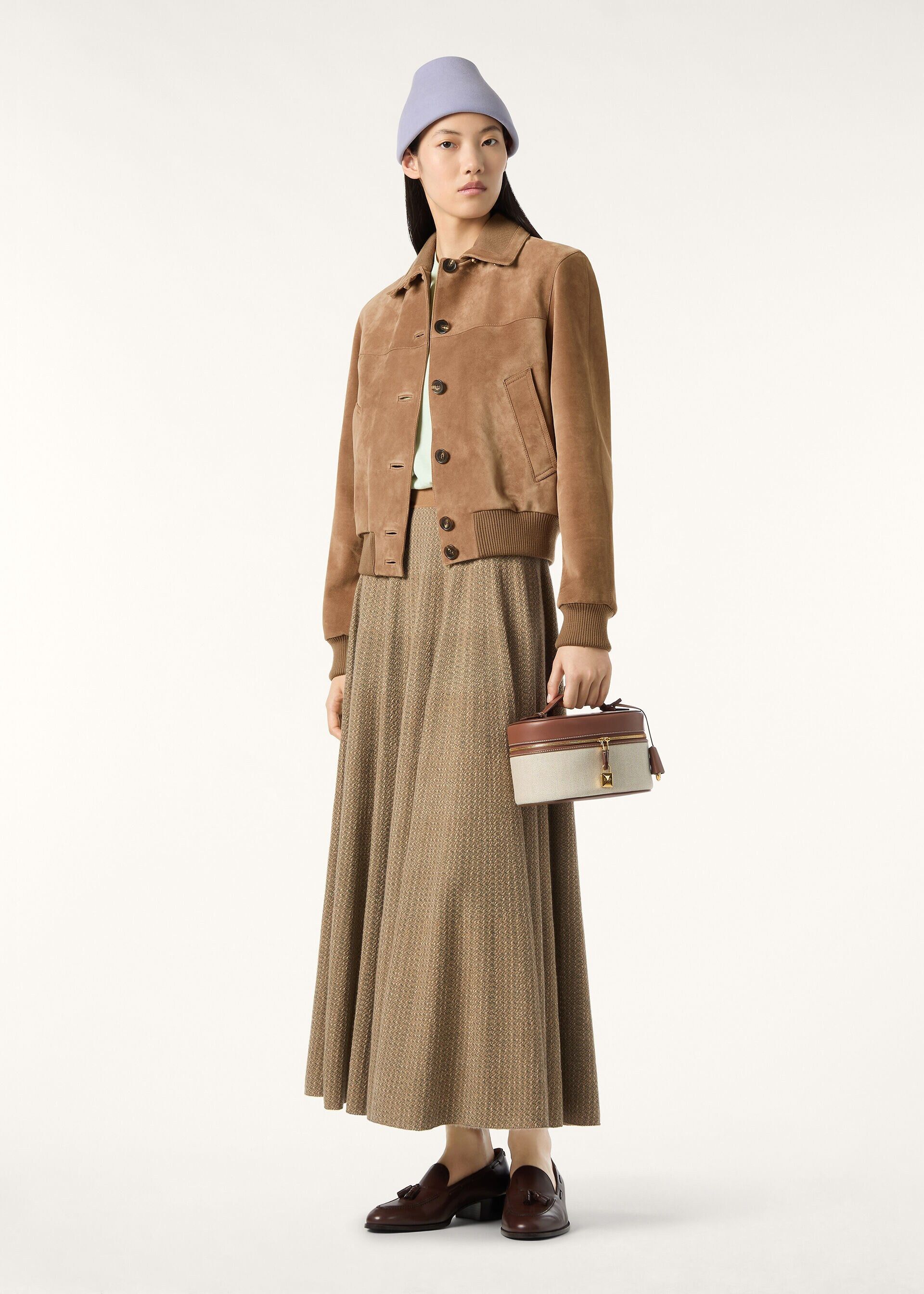 Loro Piana os11x0326 FAQ7034 Magnolia Skirt in Green Caramel Clay Size 28" / US 6 / IT 42 - 2 Thumbnail