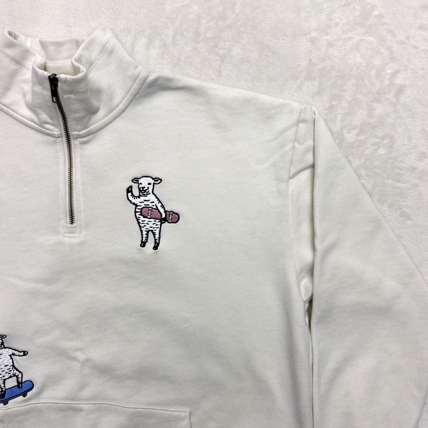 Vintage graniph Sweatshirt Mens Medium LCP Lambchop Skateboarding Quarter Zip Pullover Graphic Print White 1/4 Zip Pockets Recreation Sports Men Size US M / EU 48-50 / 2 - 3 Thumbnail