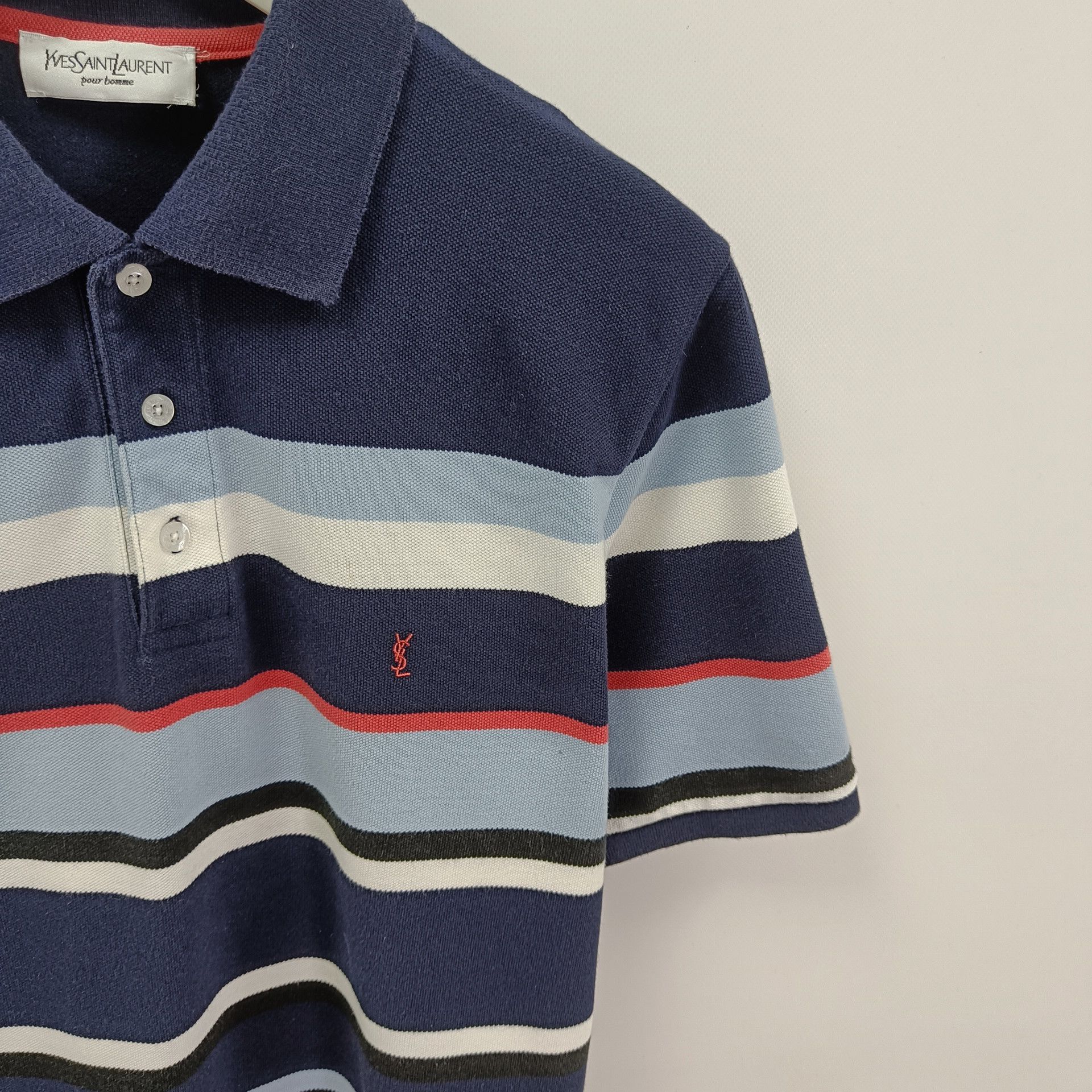 Vintage Yves Saint Laurent Striped Polo Shirt Size US M / EU 48-50 / 2 - 4 Thumbnail
