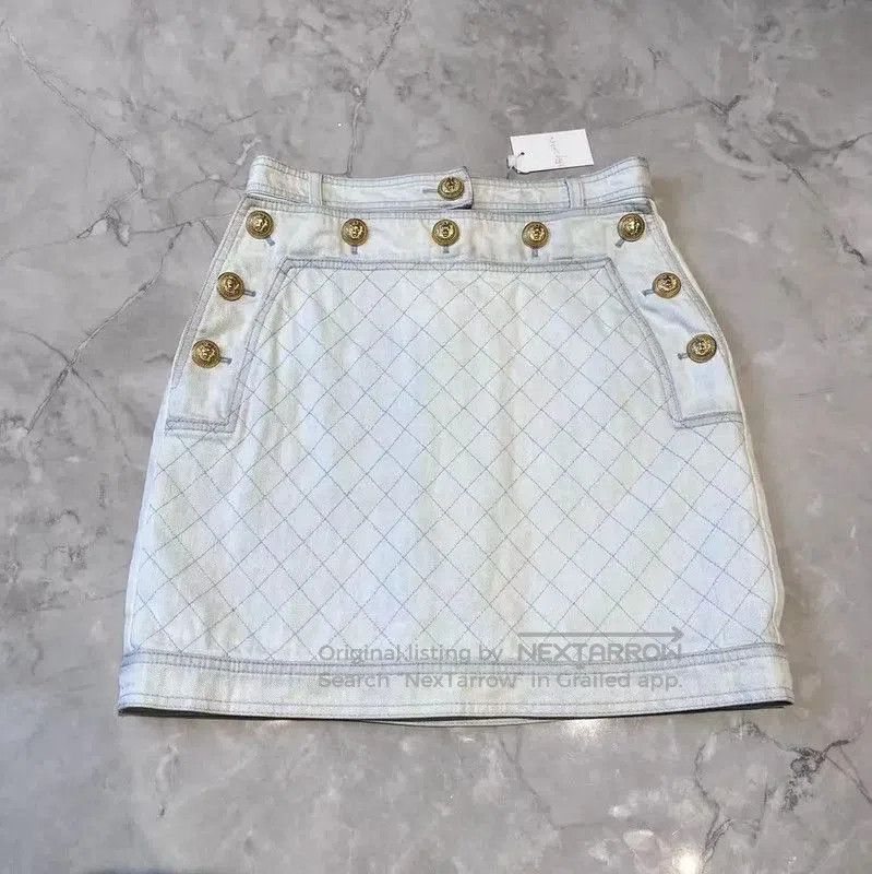 Balmain Balmain Summer Light Blue Cotton Mini Skirt . Size 24" / US 00 / IT 34 - 1 Thumbnail