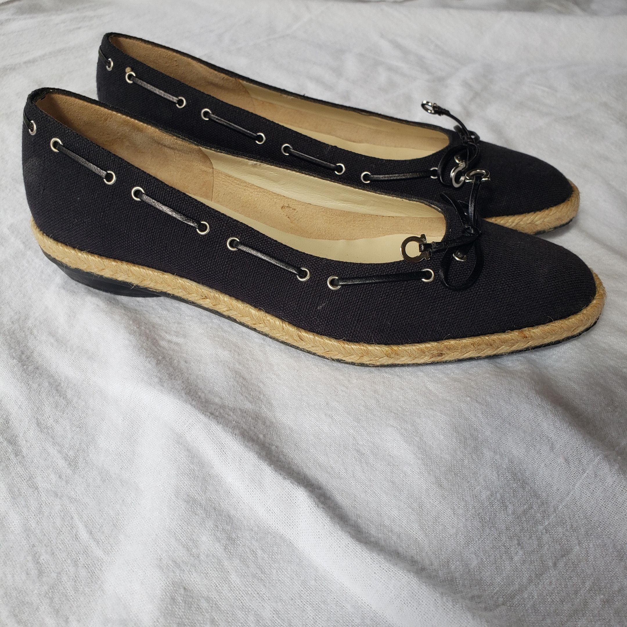 Salvatore Ferragamo Salvatore Ferragamo Black Canvas Espadrilles Ballet Flats Size US 6 / IT 36 - 8 Thumbnail