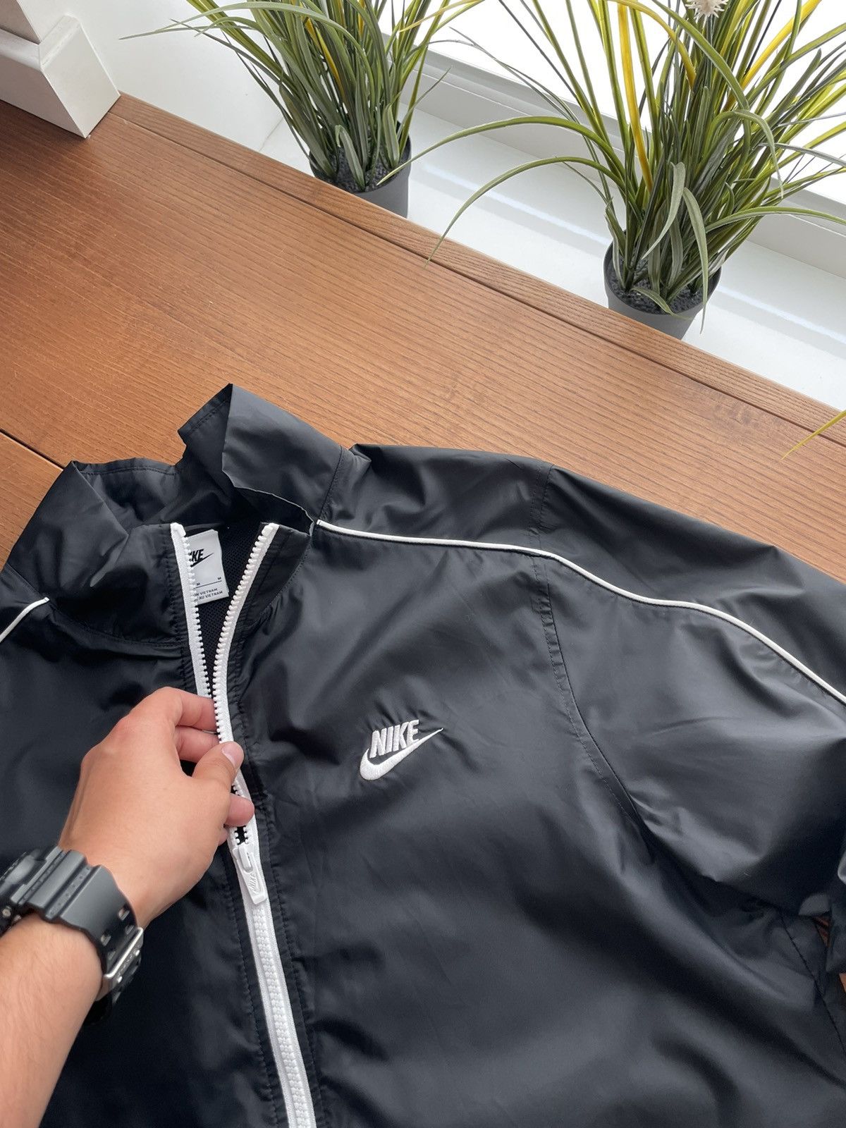 Designer × Nike Vintage Nike Swoosh Drill Nylon Tracking Track Jacket Bomber Size US M / EU 48-50 / 2 - 8 Thumbnail
