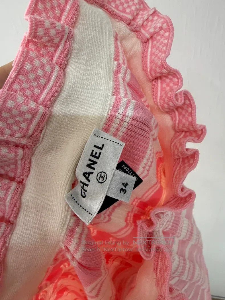 Chanel Chanel 23C pink striped knitted skirt umbrella skirt Size 42" / US 20 - 5 Thumbnail