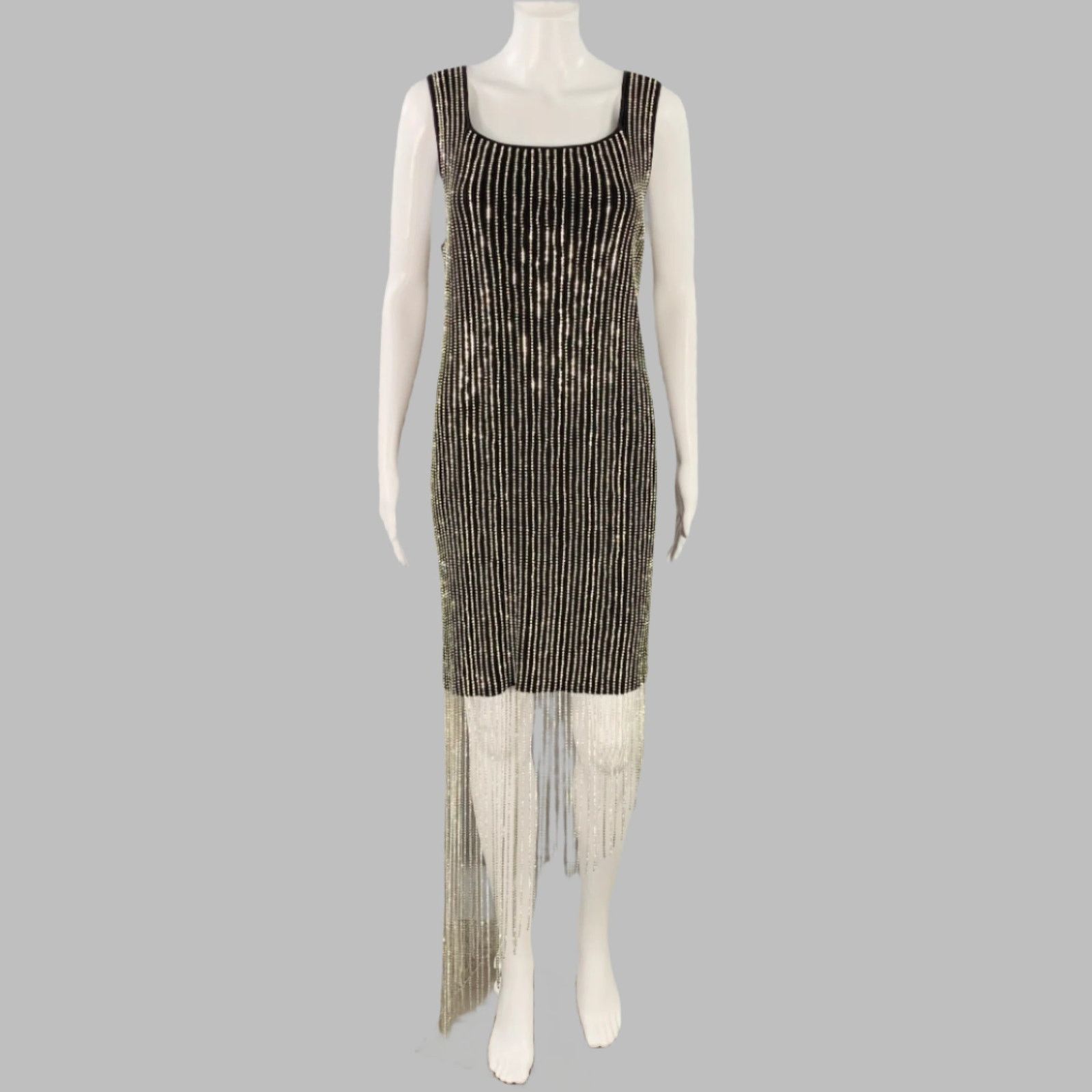 Other Asymmetrical Rhinestone Black Silver Cotton Cocktail Dress Size M / US 6-8 / IT 42-44 - 1 Thumbnail
